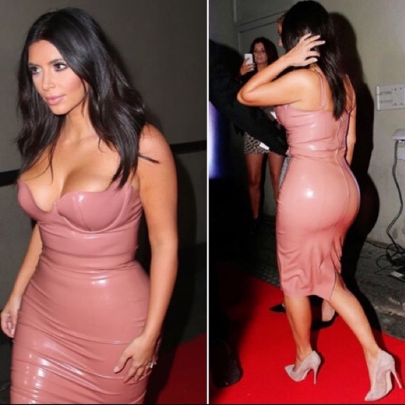 Pink/Apricot/Blush Glossy Push-up Sexy Dress Small - Picture 3 of 3