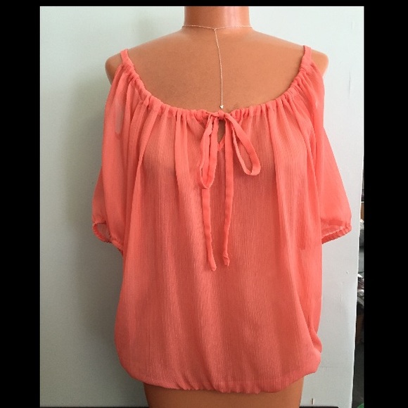 Guess by Marciano Open-Shoulder Coral Blouse