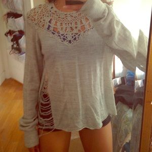 Topshop knit distressed sweater