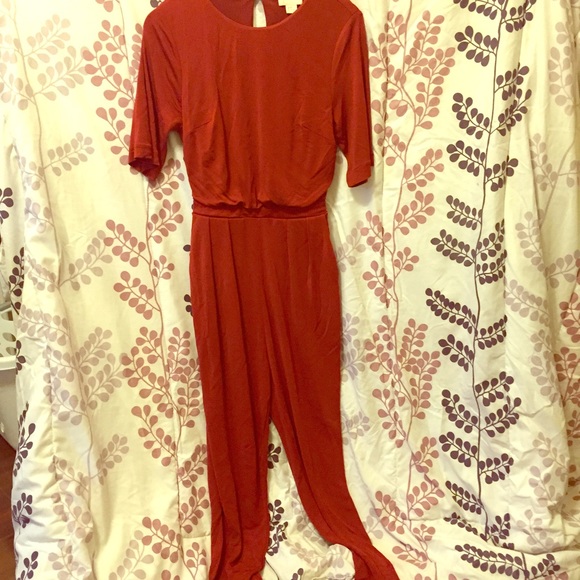 H&m Burgundy Open back jumpsuit