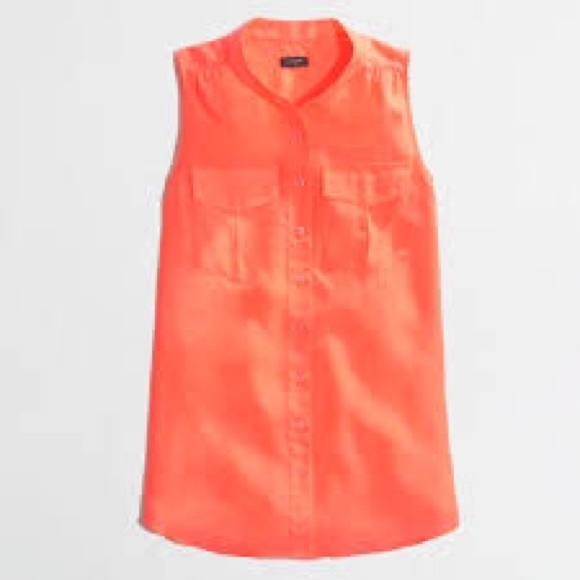 J.crew Factory Draped Pocket Tank in neon Orange