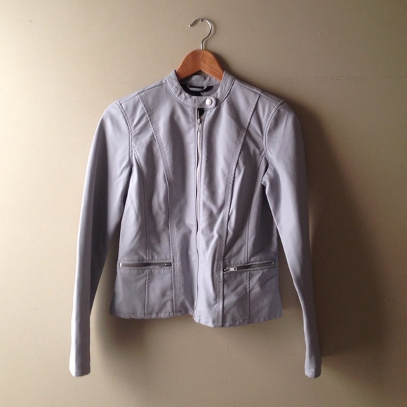Light Gray Leather Jacket || SMALL