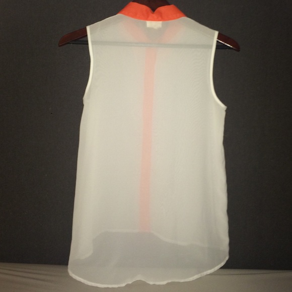 Orange collared, chiffon tunic - Picture 2 of 2