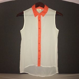 Orange collared, chiffon tunic