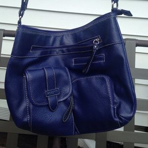 Blue Rosetti long strap crossbody purse