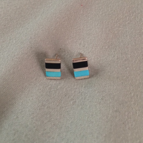 Sterling silver and turquoise stud earrings