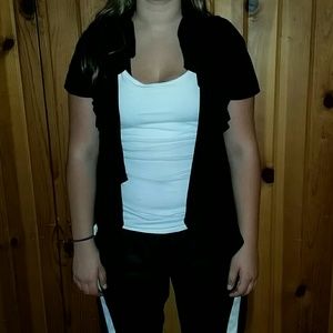 Black short sleeve cardigan