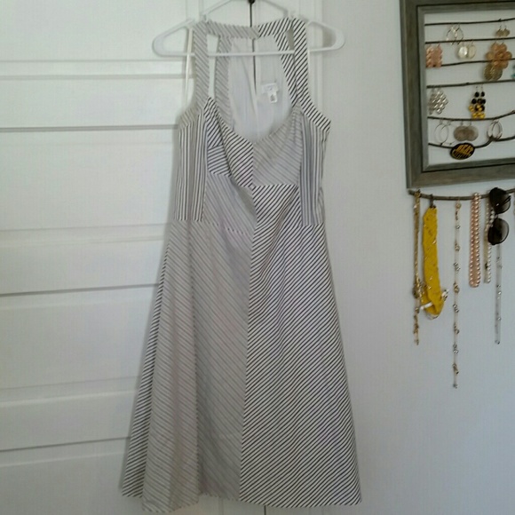 Loft grey and white stripe dress