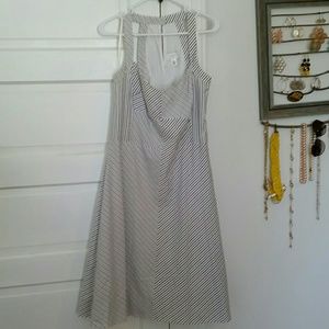 Loft grey and white stripe dress