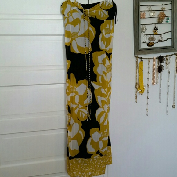 Loft navy and yellow maxi
