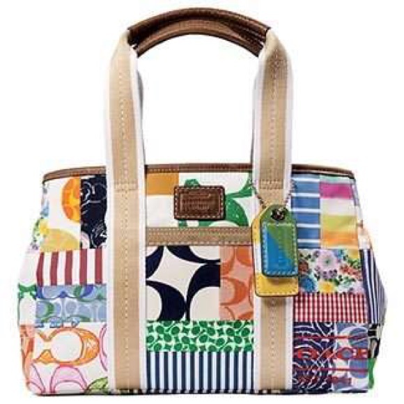 Authentic Coach Logo Multi-Colored Patchwork Tote - Picture 1 of 4