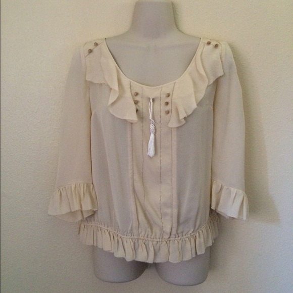 Anthropologie Leifsdottir Cream Silk Blouse - Picture 1 of 4