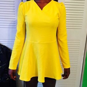 Yellow peplum top, very sexy
