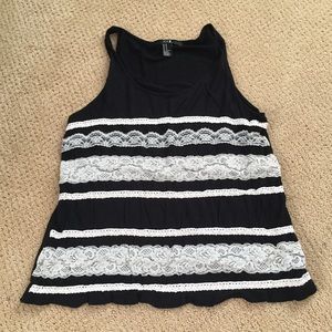 Forever 21, stripped lace tank, medium