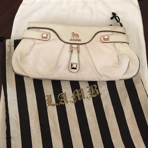 LAMB white leather clutch