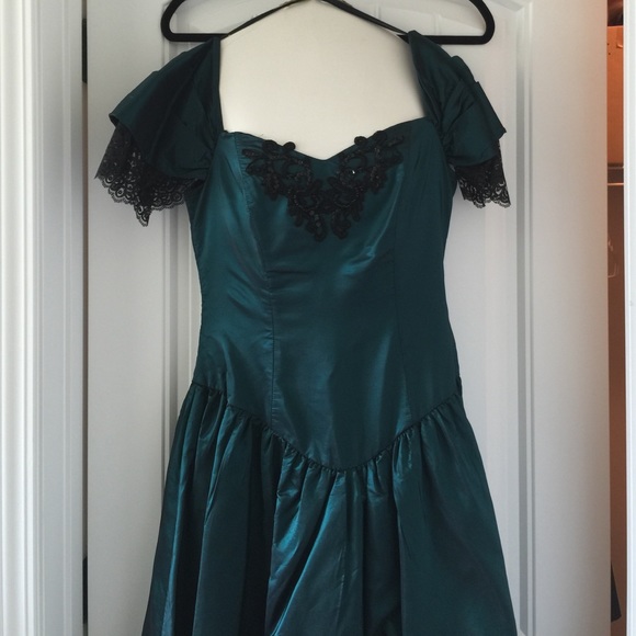 Southern bell dress teal taffeta