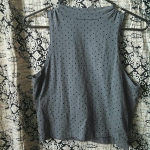 High neck polka dot crop top