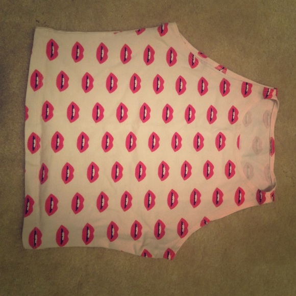 American Apparel Lips High Necked Crop Top
