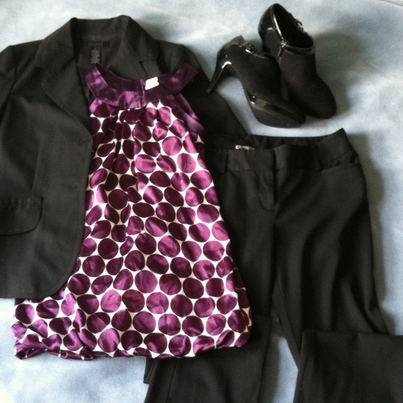 Xhilaration Purple Polka Dot Blouse