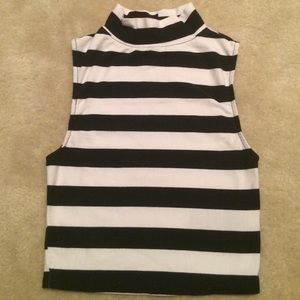 Striped Turtleneck Crop Top