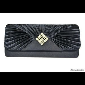 Black evening rhinestone clutch shoulder bag