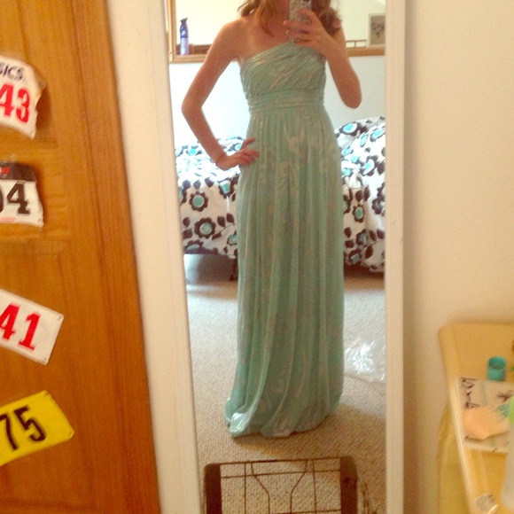 Long Teal Prom Dress