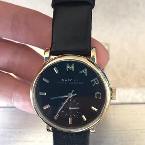 Marc Jacobs black genuine leather "Baker" watch