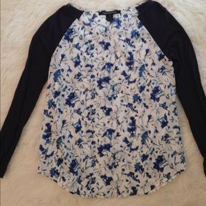 French Connection Blue Floral Long Sleeve