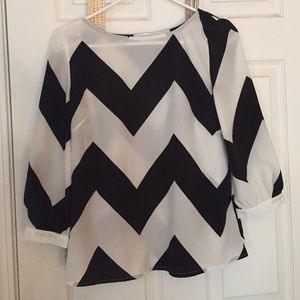 Tobi Black & White chevron shirt