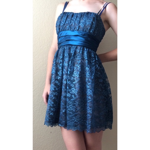Teal lace dress