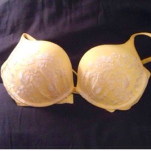 Yellow bra with white embroidery