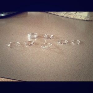 7 piece sterling silver ring set