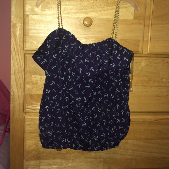 navy blue tank with blue anchors
