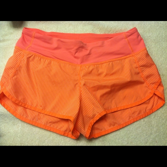 Lululemon speeds sz4 pop orange wagon stripe EEUC