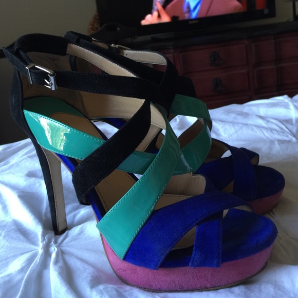 Multicolor strappy heels
