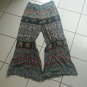 Indian elephant print wide leg pants