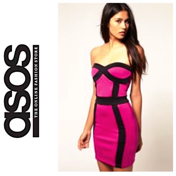 Hot Pink Strapless Bodycon Dress