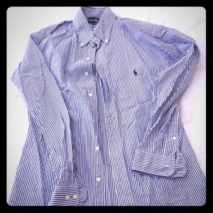 Ralph Loren Striped Poplin button Down shirt