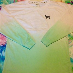 Green ombré varsity crew