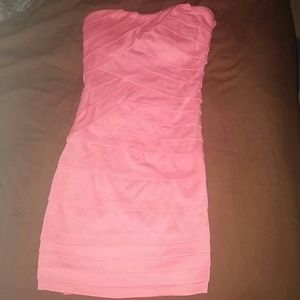 Pink club dress scrunched back.