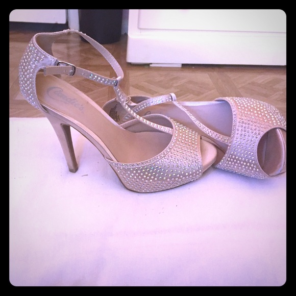 Gold Beaded heels