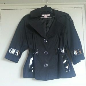 Black Short Jacket with Patten Leather Look Belt