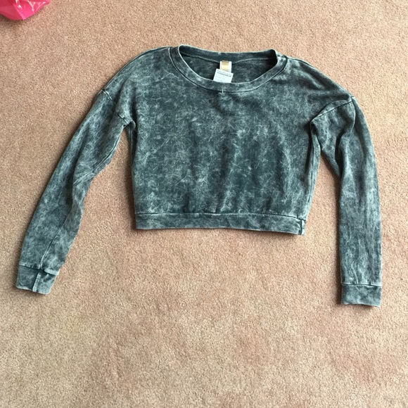 Grey half top with shuttered looking design