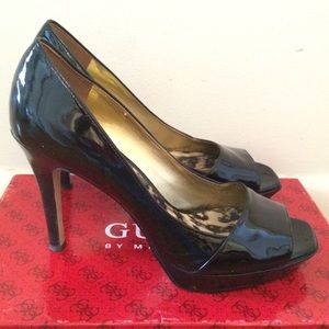 Guess Kachina Black Patent Peep Toe 8