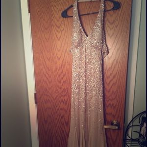 Nightway Rose Nude sequin ball gown
