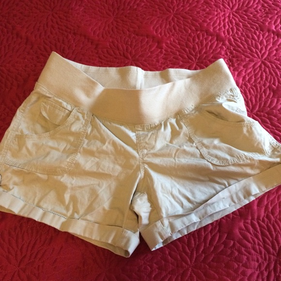 Khaki maternity shorts