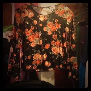 Black/Orange Floral wide arm shirt