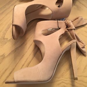 Zara High Heel Leather Sandals With Ribbon
