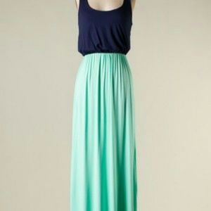 Racer back navy & mint maxi