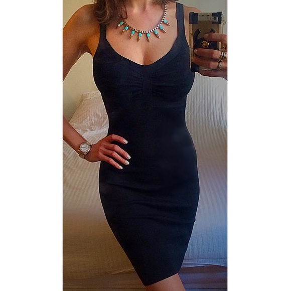 BCBG Max Azria Black bondage knit bodycon dress - Picture 3 of 4